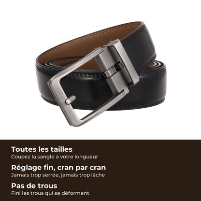Ceinture Olyn noire et ses 3 promesses : toutes les tailles, réglage fin cran par cran, pas de trous